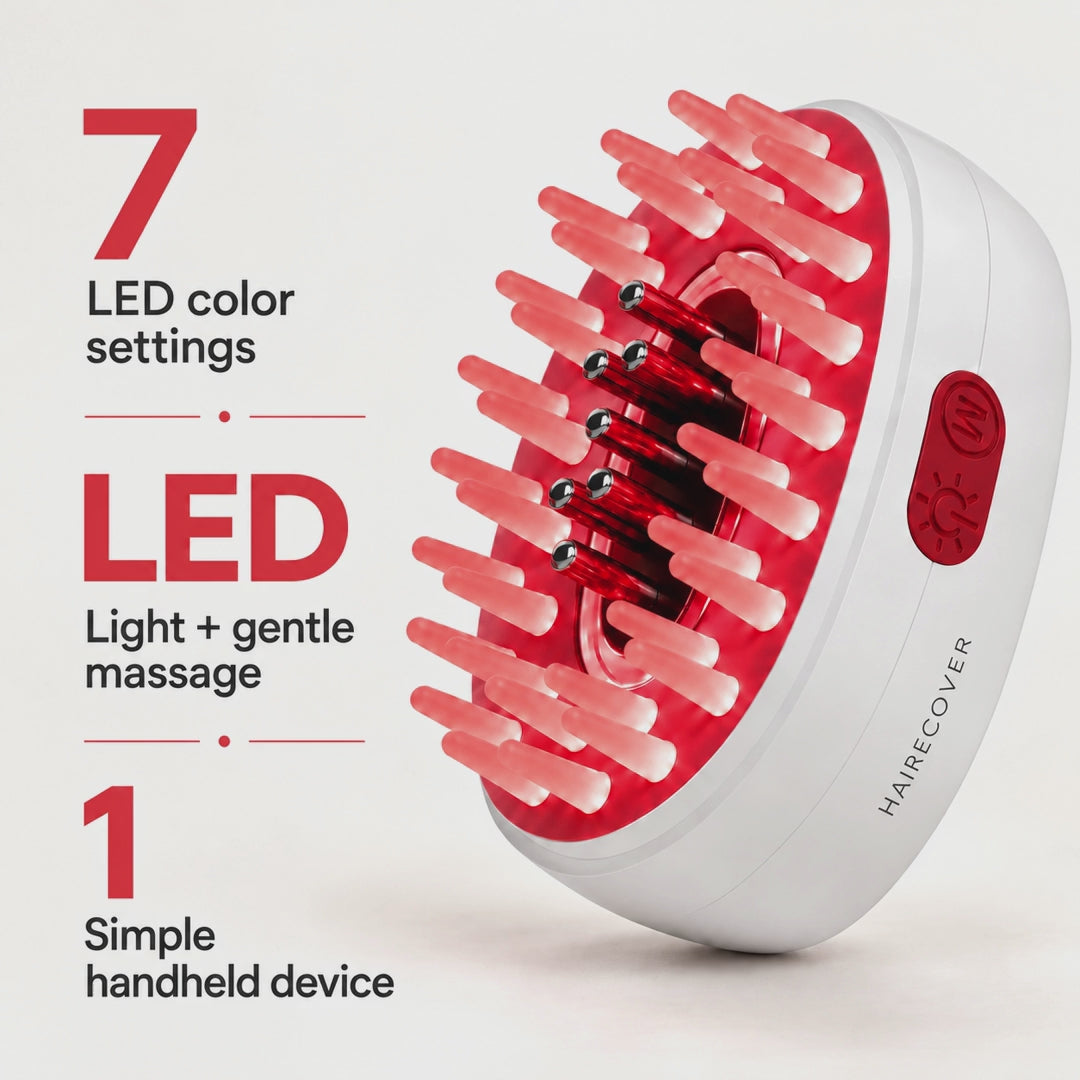 Hairecover GlowRoot Pod LED scalp massager demonstration