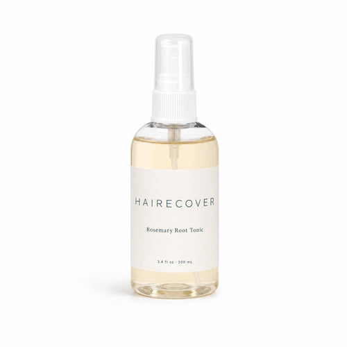 HAIRECOVER Rosemary Root Tonic 100 mL clear spray bottle with white fine-mist sprayer and clear cap, on white
